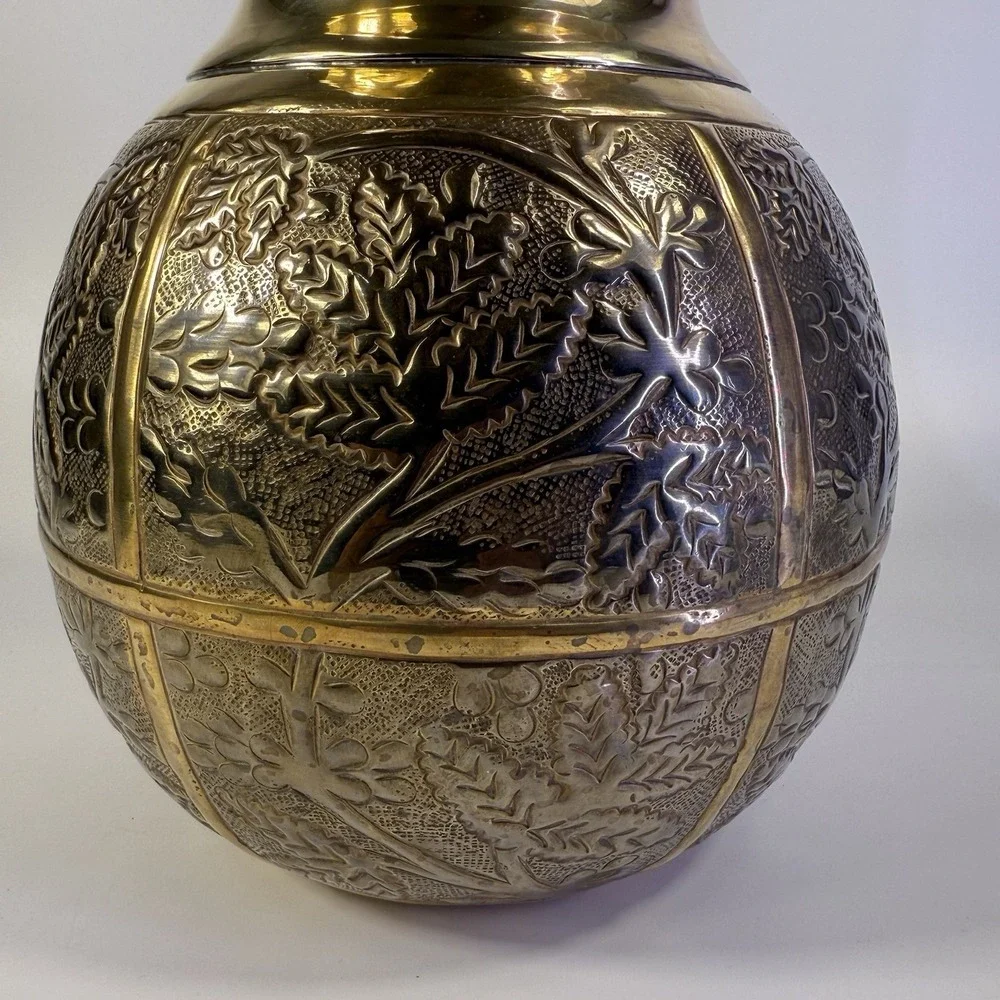 Vintage Handmade Brass Pot Vase‎ 10